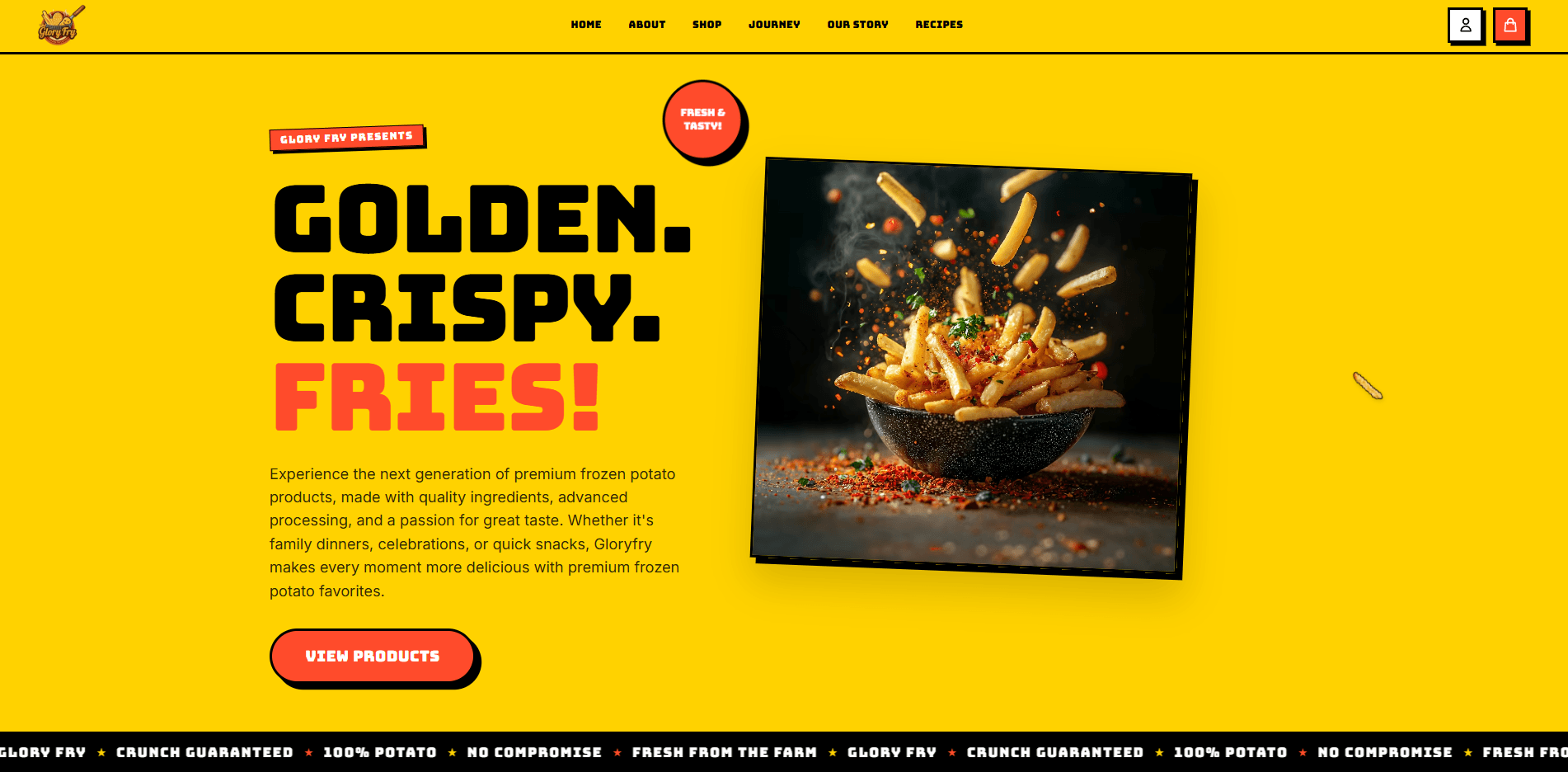 Ecommerce Website for GloryFry
