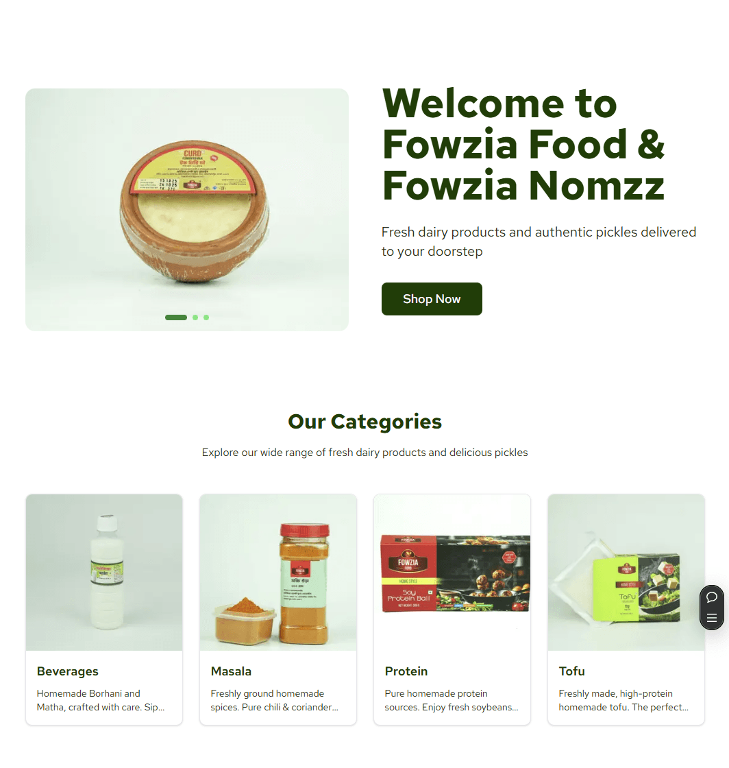 E-Commerce Website for Fowzia Foods